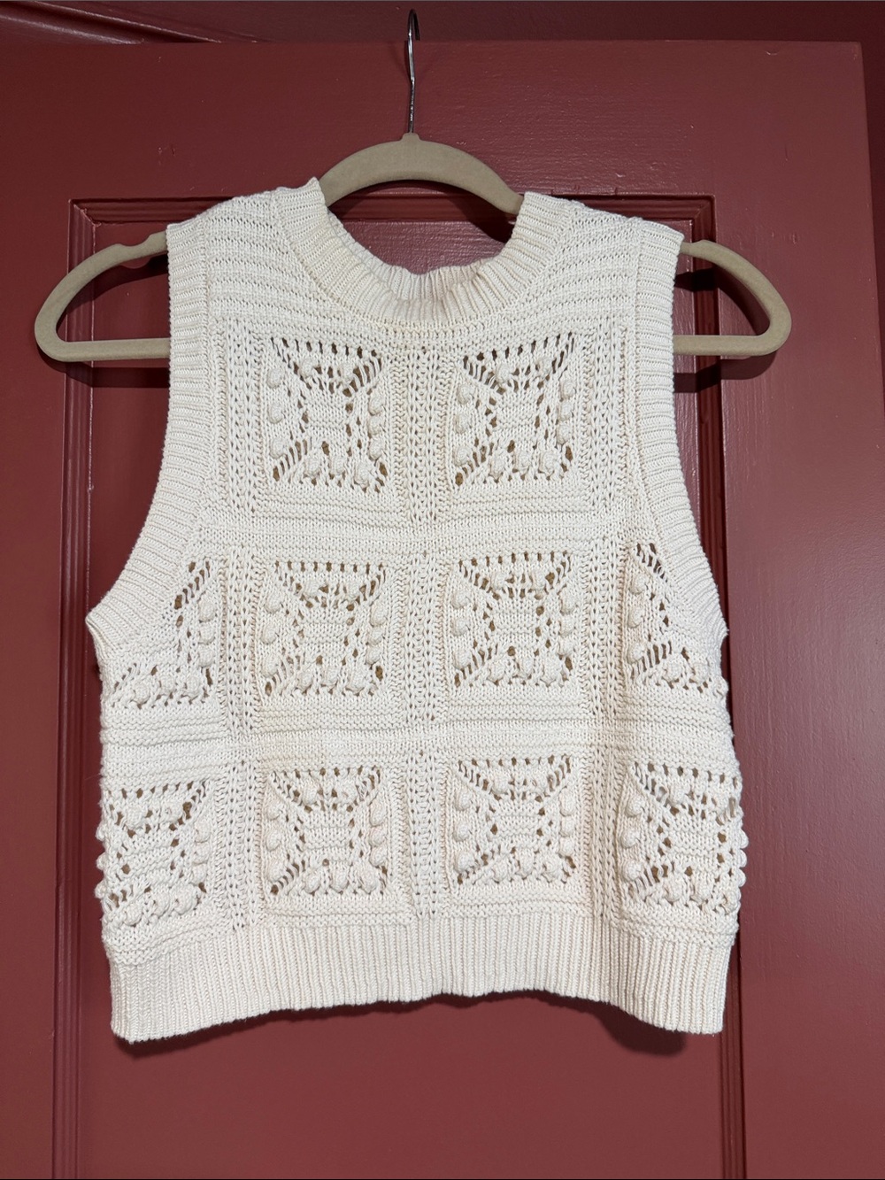Lucky Brand Cream Crochet Knit Tank
